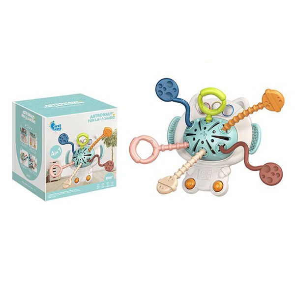 Развивающая сенсорная игрушка погремушка прорезыватель тянучка шнурочки Кот/ Бизиборд игрушка 888-5