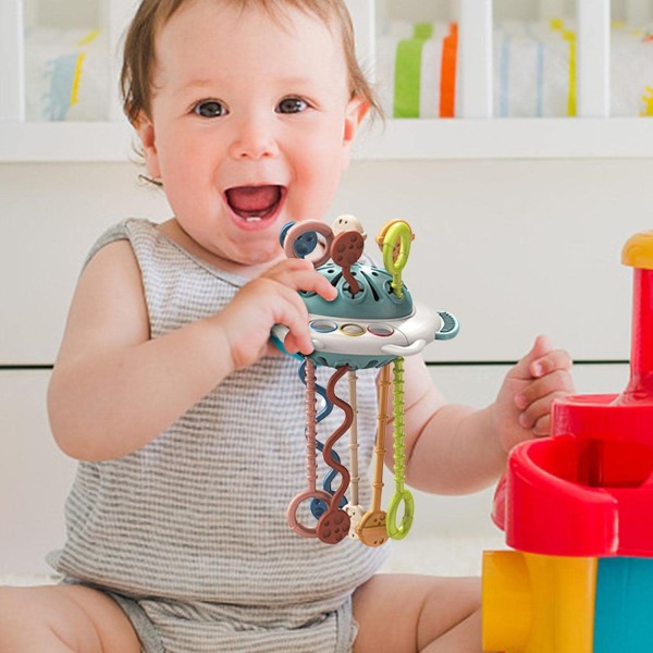 Развивающая сенсорная игрушка погремушка прорезыватель тянучка шнурочки Кот/ Бизиборд игрушка 888-5