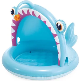 Бассейн надувной детский с тентом и надувным дном "Рыбка", intex, 58419 NP
