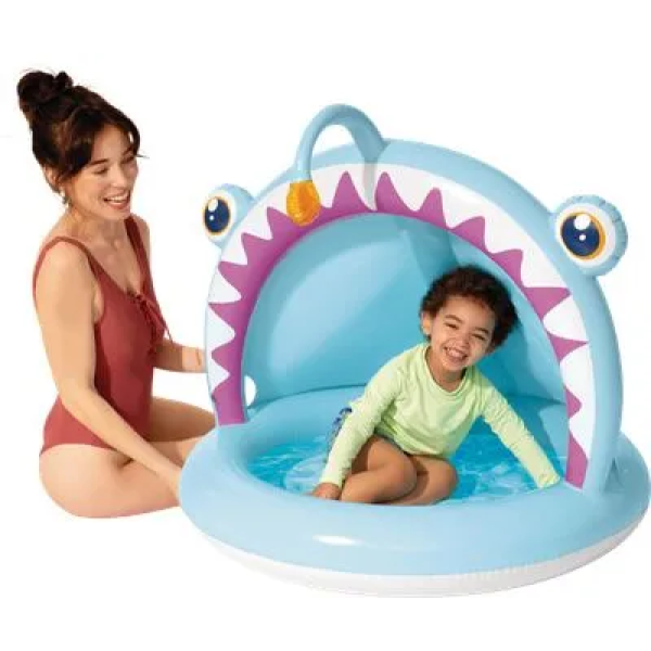 Бассейн надувной детский с тентом и надувным дном "Рыбка", intex, 58419 NP