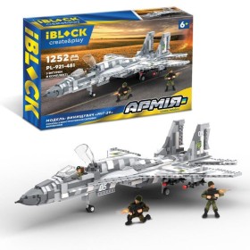 Конструктор IBLOCK Армия, Истребитель "МиГ-29" 1252 детали, 3 фигурки PL-921-481