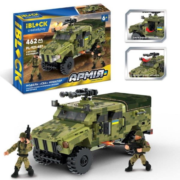 Конструктор IBLOCK Армия, "СБА" НОВАТОР, 462 детали, 2 фигурки, PL-921-487
