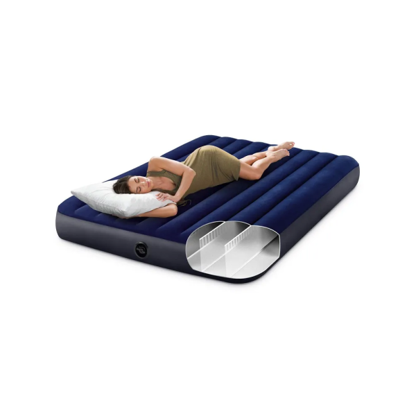 Надувний матрац 64765 Classic Downy Airbed Fiber-Tech, 152х203х25см з подушками та насосом