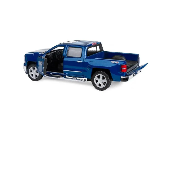 Металлическая машинка Kinsmart 1:46 2014 Chevrolet Silverado инерционная, двери и багажник открываются KT5381W / Синий