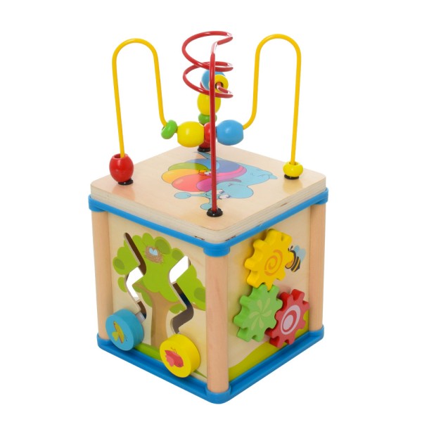 Деревянная игрушка Центр развивающий лабиринт на проволоке, сортер, часы MD2093