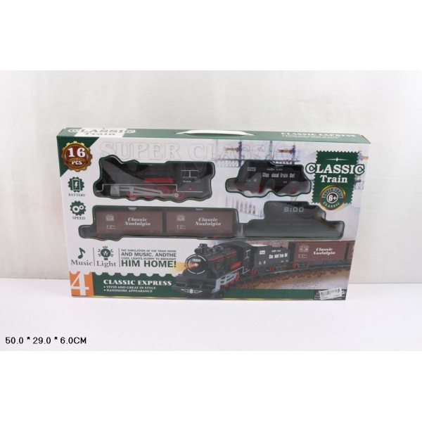 Железная дорога на батарейках черный поезд со светом и звуком 814-1