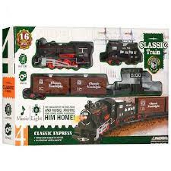 Железная дорога на батарейках черный поезд со светом и звуком 814-1