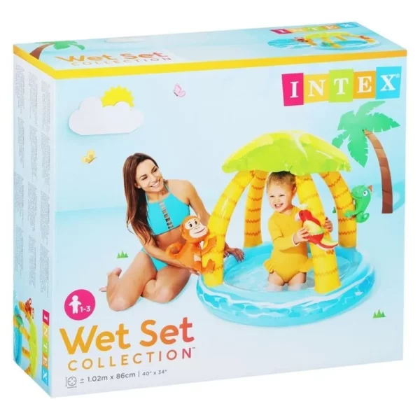 Надувной бассейн Intex 58417 NP "Тропический остров", с навесом, 45 л, для детей 1-3 лет