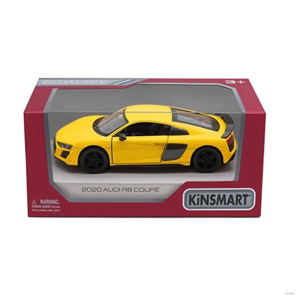 Металева машинка Kinsmart 1:36 2020 Audi R8 Coupe, інерційна, Жовта, KT5422W