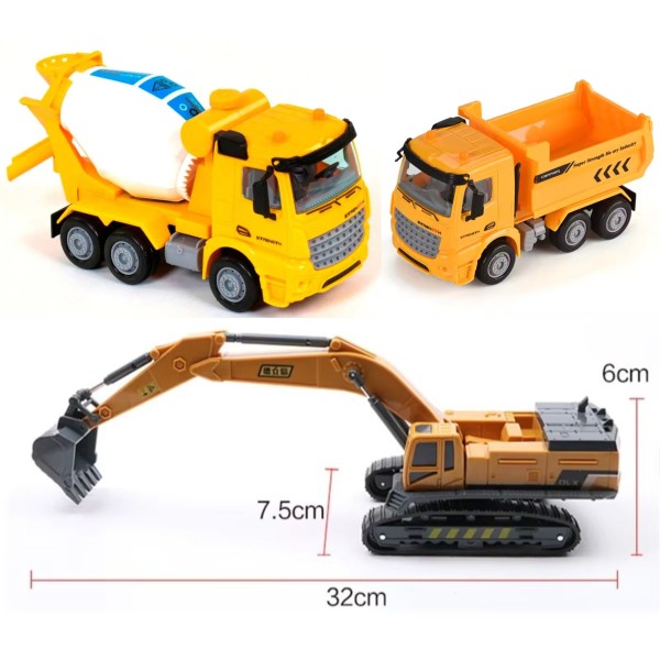 Строительный комплект 3-в-1: Экскаватор, Самосвал, Бетоносмеситель 706-998