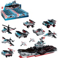 Конструктор Qman 8в1 Авианосец / Боевая техника 678 деталей (8 видов) 1418