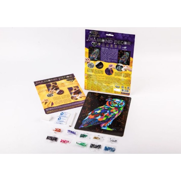 Набор для творчества картина стразами и глиттером «Diamond Decor» Бриллиантовая сова DD-01-09