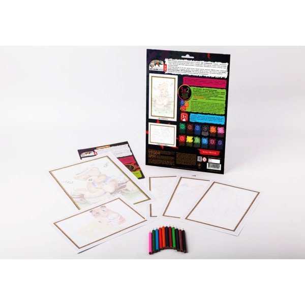 Творчий набір для розмальовки олівцями за номерами PBN-01-08