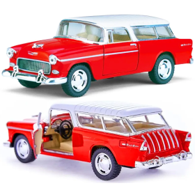 Машинка металлическая Kinsmart 1:40 1955 Chevy Nomad KT5331W инерция / Красно-белый