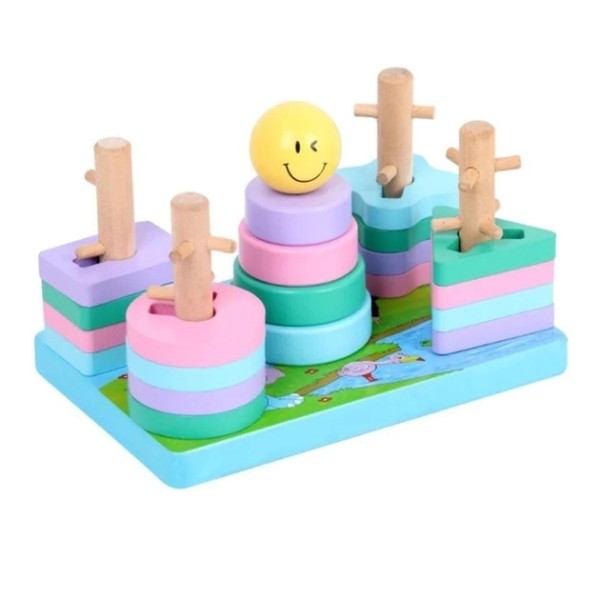 Деревянный игровой набор геосортер, пирамида MD 2112