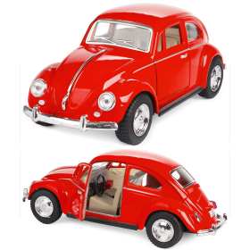 Машинка металлическая Kinsmart KT5057W 1:32 1967 Volkswagen Classical Beetle (Жук) инерционная, двери открываются / Красный