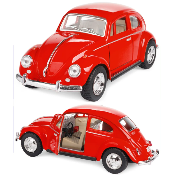 Машинка металлическая Kinsmart KT5057W 1:32 1967 Volkswagen Classical Beetle (Жук) инерционная, двери открываются / Красный