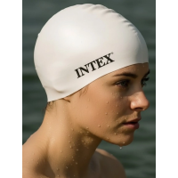 Шапочка для плавания из силикона, от 8 лет, 55992 INTEX Белая