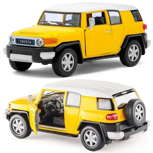 Металлическая машинка Kinsmart 1:36 Toyota FJ Cruiser KT5343W, инерционная в коробке / Цвет Желтый