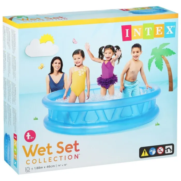 Бассейн круглый надувной детский "Летающая тарелка" 188x46см от 3 лет, INTEX 58431
