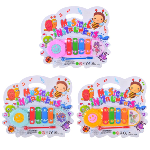 Ксилофон арт. Y9093 3 кольори мікс, планш. 20, 5*19, 5*2см