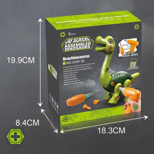 Конструктор винтовой с дрелью и отверткой "Собери своего динозавра" 3169-36