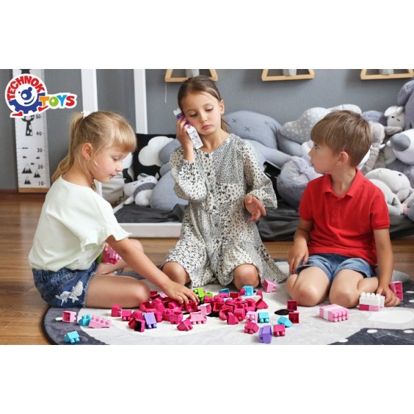 Конструктор детский блочный разноцветный 90 элементов 6559