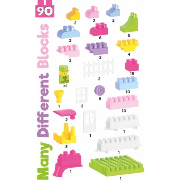 Конструктор детский блочный разноцветный 90 деталей 6535