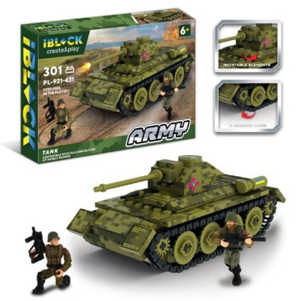 Конструктор IBLOCK Армия "Танк ВСУ" 301 деталь PL-921-431