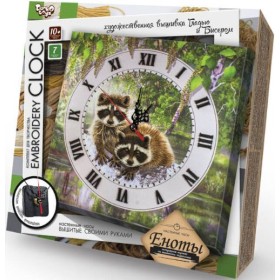 Набор для вышивки и создания часов 'Еноты' (Embroidery Clock ЕС-01-01)