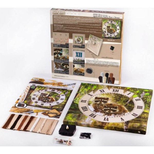 Набор для вышивки и создания часов 'Еноты' (Embroidery Clock ЕС-01-01)