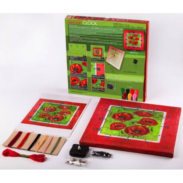 Набор для вышивки и создания часов 'Маки' (Embroidery Clock ЕС-01-05)