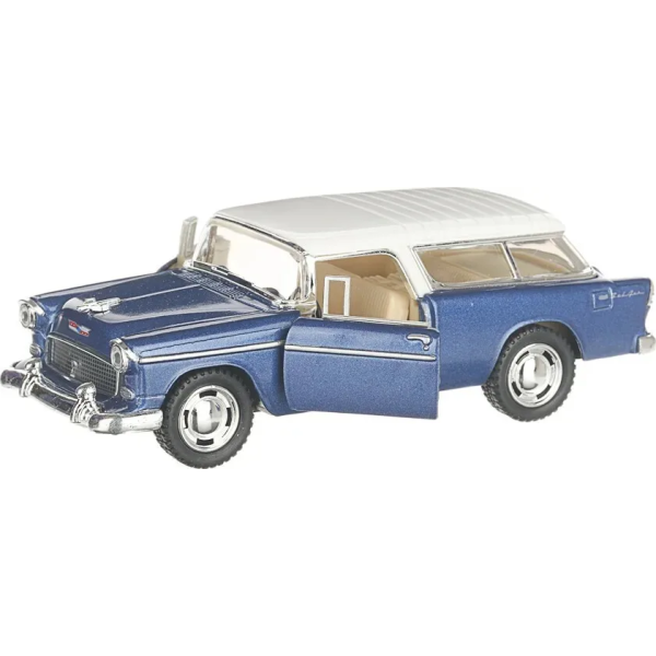 Машинка металлическая Kinsmart 1:40 1955 Chevy Nomad KT5331W инерция / Сине-белый