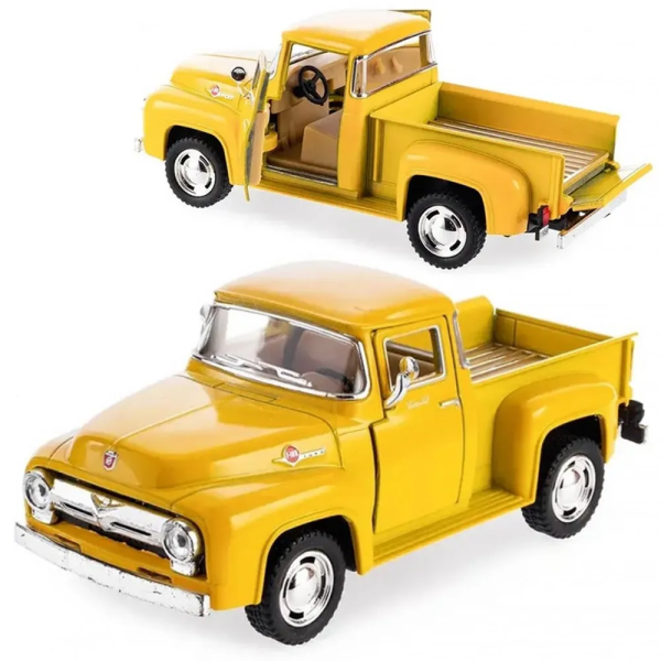 Машинка металлическая Kinsmart 1:38 Ford F-100 Pickup 1956 инерционная, KT5385W цвет Жёлтый
