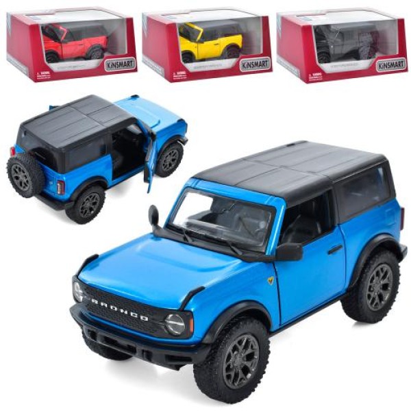 Машинка металлическая Kinsmart 1:34 2022 Ford Bronco (Hard Top) KT5438WB инерционная, дверь открывается / цвет Синий