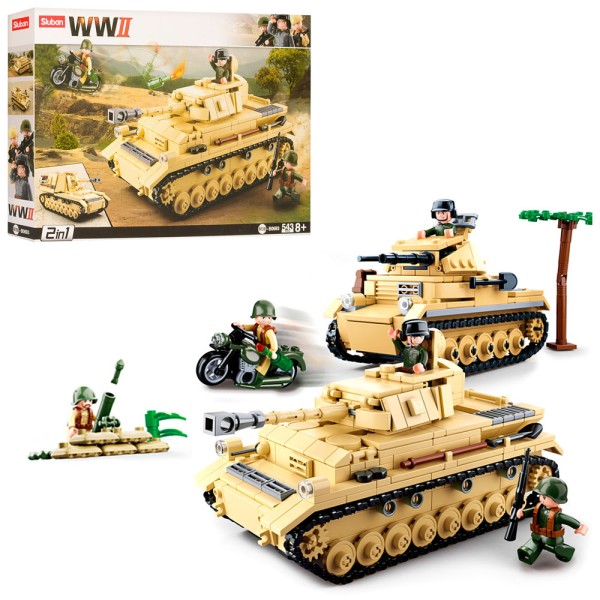 Конструктор Sluban M38-B0693 WW2 Друга світова війна Танк PzKpfw IV та Wespe (ОСА) 543 деталі