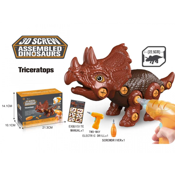 Конструктор винтовой «Трицератопс», собранный на винтах с отверткой и шуруповертом 3169-34