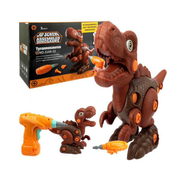Конструктор 3D «Тиранозавр», собранный на винтах с отверткой и шуруповертом 3169-33