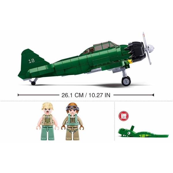 Конструктор военная авиация Sluban Army M38-B1108 Самолет A6M Zero на 560 деталей