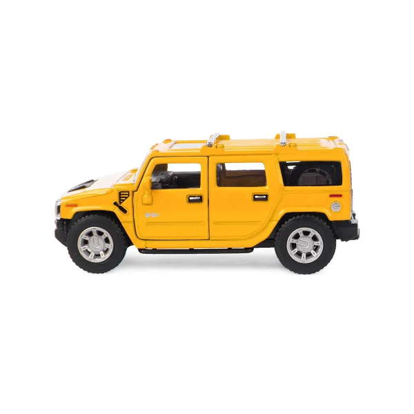 Машинка металлическая Kinsmart 1:40 2008 Hummer H2 SUV KT5337W инерционная, дверь открывается / Желтый