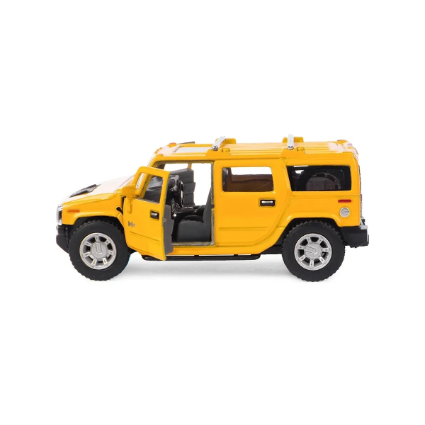 Машинка металлическая Kinsmart 1:40 2008 Hummer H2 SUV KT5337W инерционная, дверь открывается / Желтый