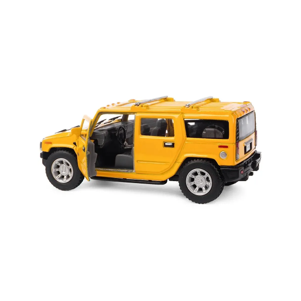 Машинка металлическая Kinsmart 1:40 2008 Hummer H2 SUV KT5337W инерционная, дверь открывается / Желтый