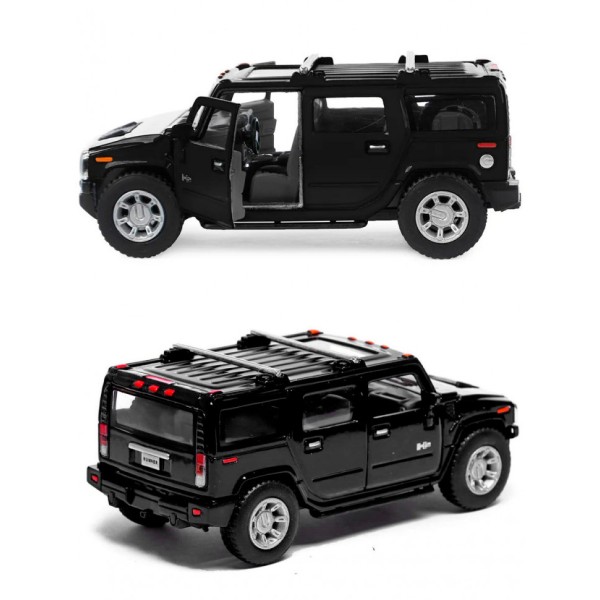 Машинка металлическая Kinsmart 1:40 2008 Hummer H2 SUV KT5337W инерционная, дверь открывается / Черный