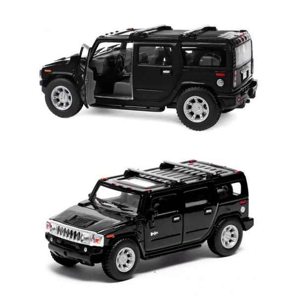Машинка металлическая Kinsmart 1:40 2008 Hummer H2 SUV KT5337W инерционная, дверь открывается / Черный