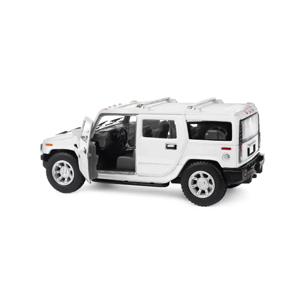 Машинка металлическая Kinsmart 1:40 2008 Hummer H2 SUV KT5337W инерционная, дверь открывается / Белый