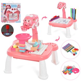 Детский стол J9002 2в1: с проектором и конструктором