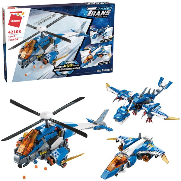 Детский Конструктор 3в1: Вертолет, Самолет, Дракон
