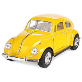 Машинка металлическая Kinsmart KT5057W 1:32 1967 Volkswagen Classical Beetle (Жук) инерционная, двери открываются / Желтый