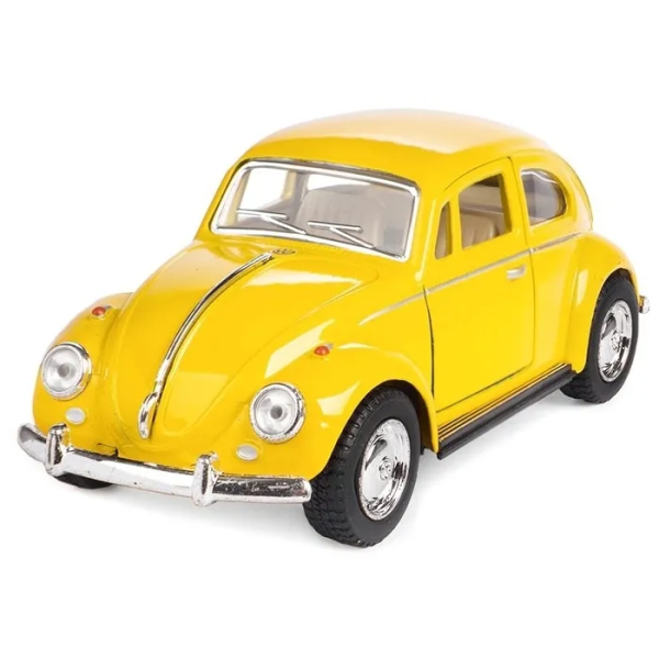 Машинка металлическая Kinsmart KT5057W 1:32 1967 Volkswagen Classical Beetle (Жук) инерционная, двери открываются / Желтый