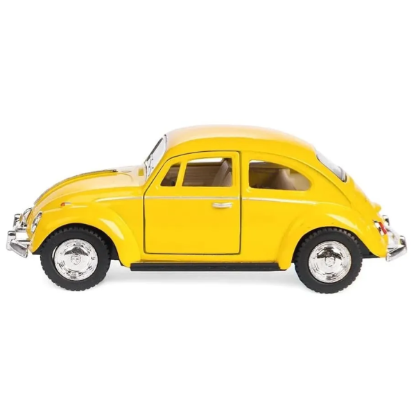 Машинка металлическая Kinsmart KT5057W 1:32 1967 Volkswagen Classical Beetle (Жук) инерционная, двери открываются / Желтый